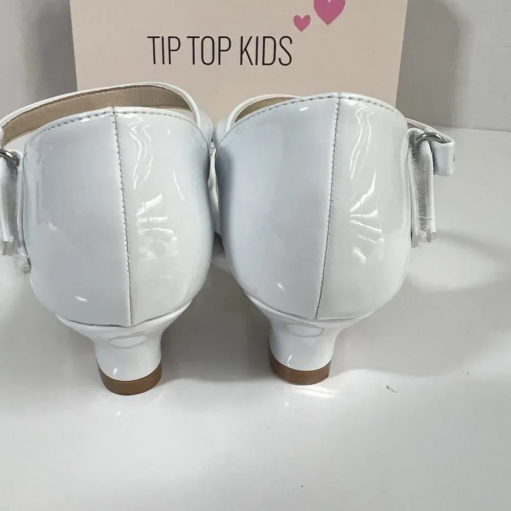 Tip Top Kids White Patent Mary Jane Shoes - Rhinestone Strap - Girls Size 3Y NEW